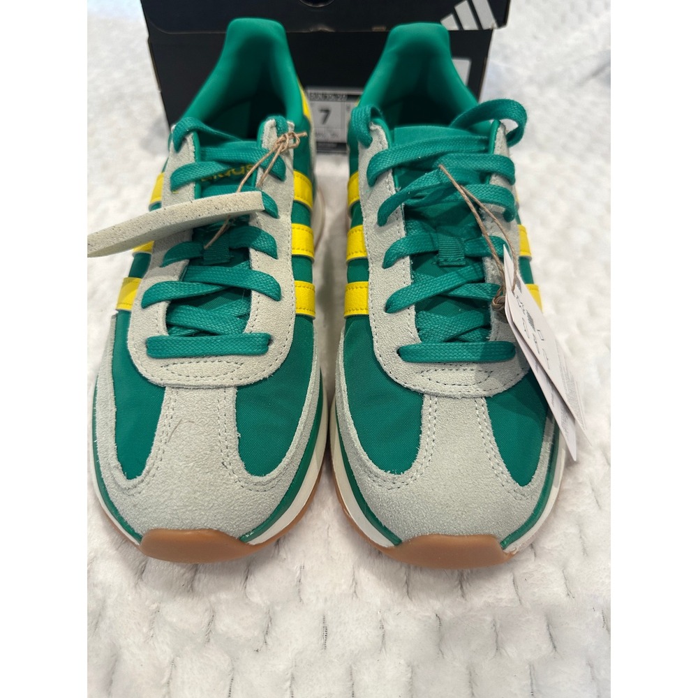 Adidas Run 70s 2.0 Green Yellow Grey Suede Retro Sneakers JR2423 Womens 7 - Picture 2 of 9